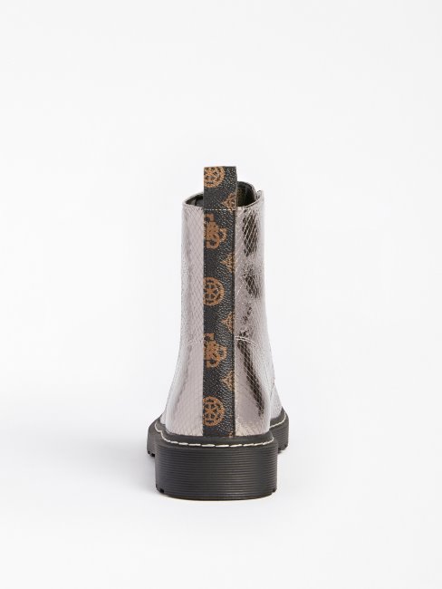 Guess Bottes De Combat Rambo Métallisées Argentées