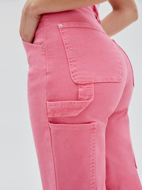 Guess Pantalon Denim Cargo Rose