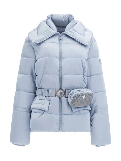 Doudoune Ceinturée Bleu Guess