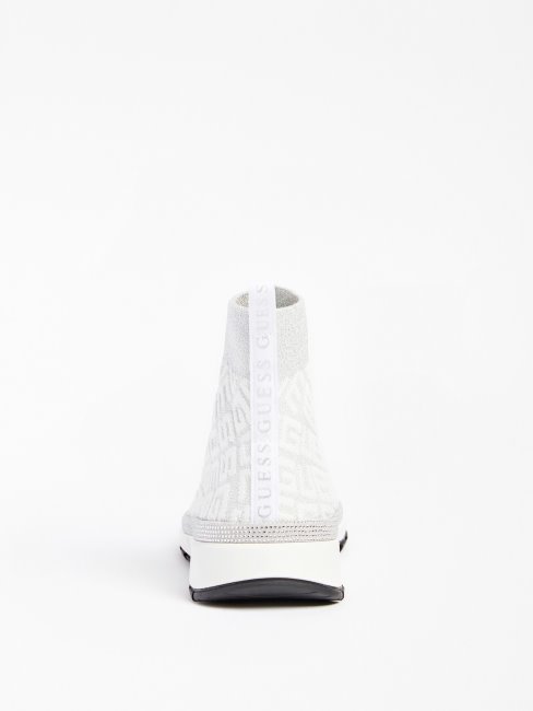 Paniers Montantes à Logo Zyla En Maille Blanche Guess