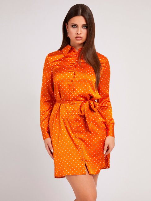 Robe Chemisier Orange à Pois Guess