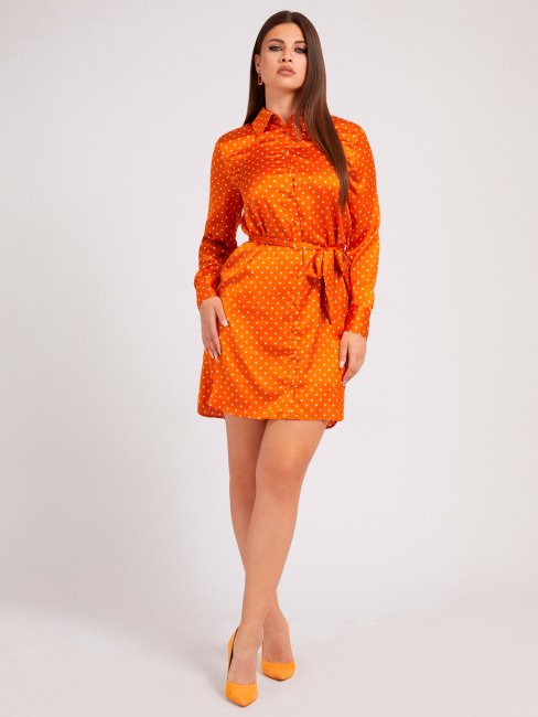 Robe Chemisier Orange à Pois Guess