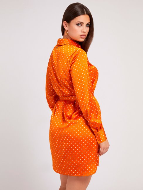 Robe Chemisier Orange à Pois Guess