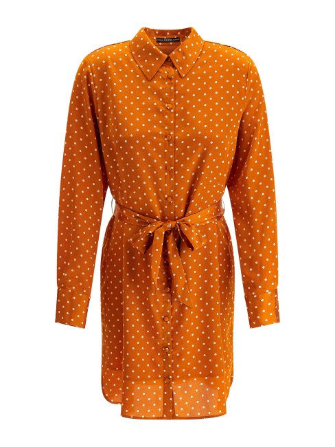 Robe Chemisier Orange à Pois Guess