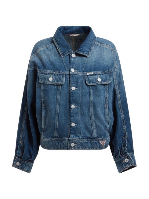 Guess Back Veste En Jean Brodée Bleu