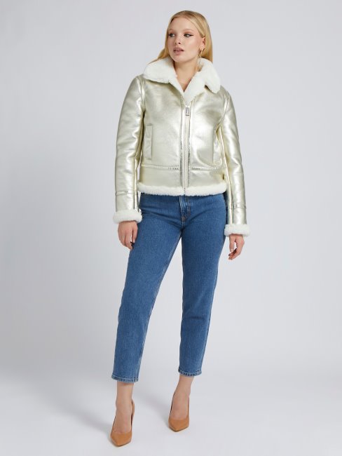 Veste Effet Métallisé Imitation Sherling Guess Gold