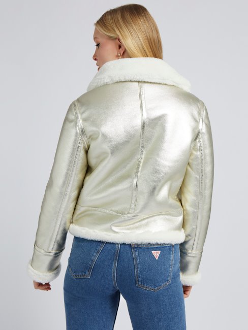 Veste Effet Métallisé Imitation Sherling Guess Gold