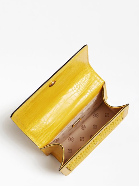 Guess Abey Mini Sac à Bandoulière En Raphia Jaune