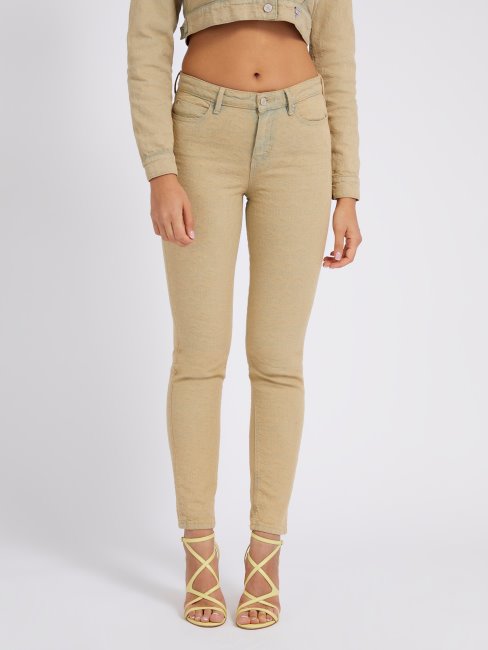 Pantalon En Jean Jaune à Logo All Over Guess