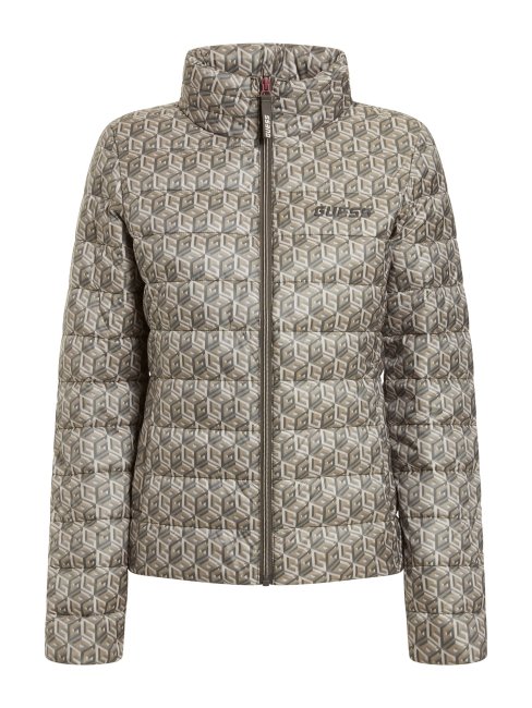 Doudoune à Logo Sur L'ensemble Gris Guess