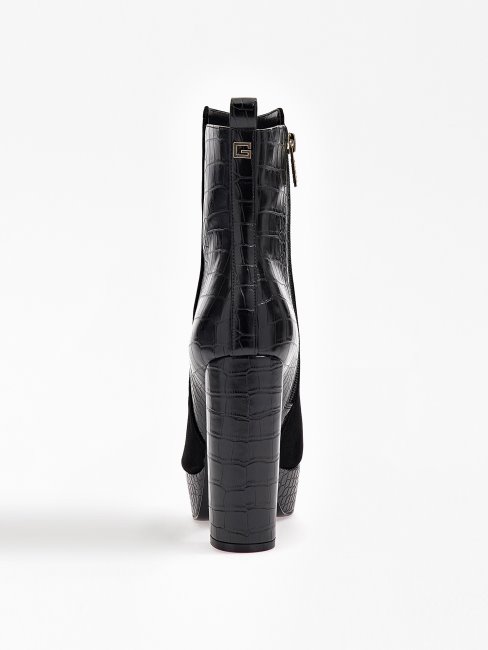 Guess Bottines Dennis Noires à Imprimé Croco