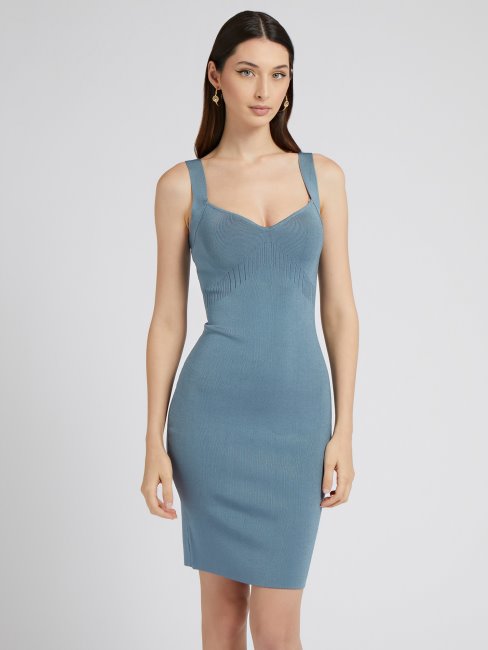 Guess Robe Pull Près Du Corps Bleu