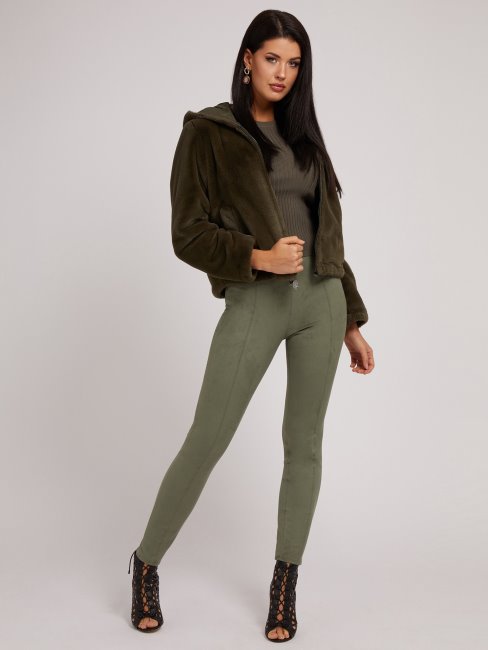 Veste Verte Multi Fausse Fourrure Logo Guess