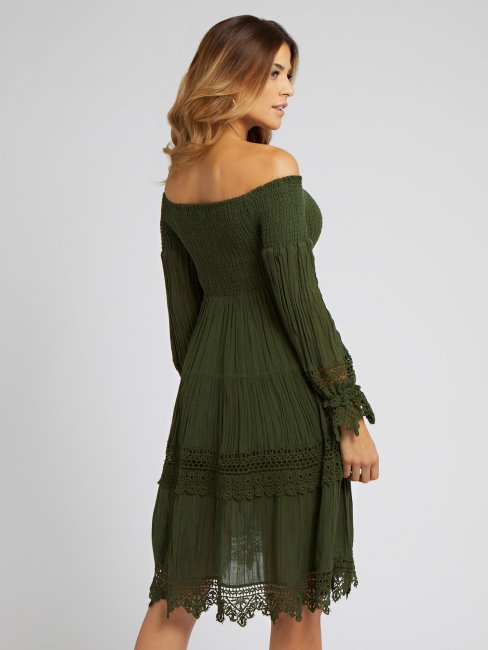 Guess Robe Macramé épaules Dénudées Vert