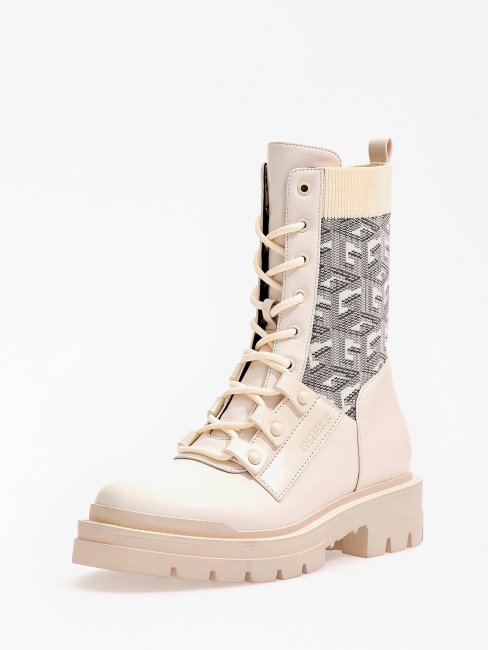 Bottes De Combat Odalis Multi Blanches Avec Logo G Cube Guess