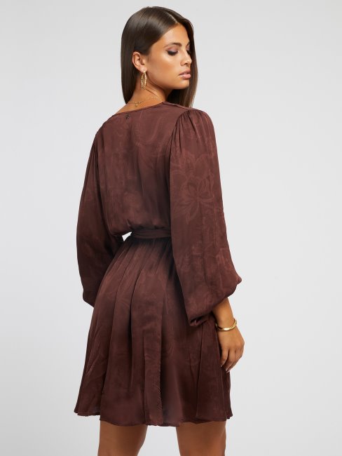 Robe Portefeuille Guess Marron à Imprimé Fleuri