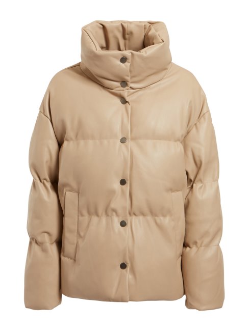Guess Veste Matelassée En Similicuir Beige