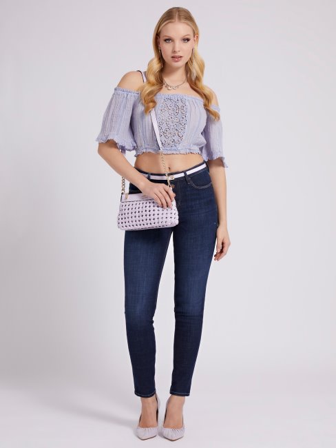 Crop Top à épaules Dénudées Lilas Guess