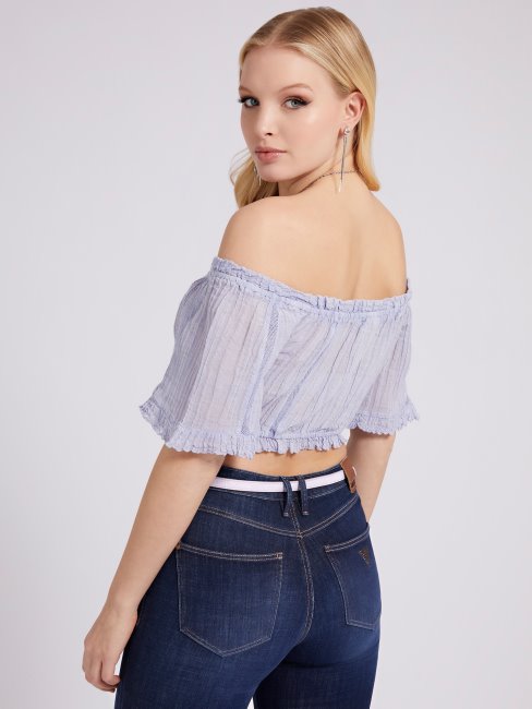 Crop Top à épaules Dénudées Lilas Guess
