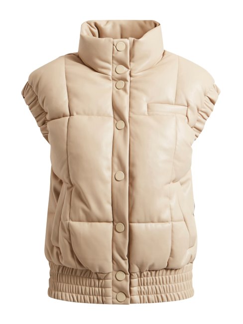 Guess Beige Gilet Matelassé En Similicuir