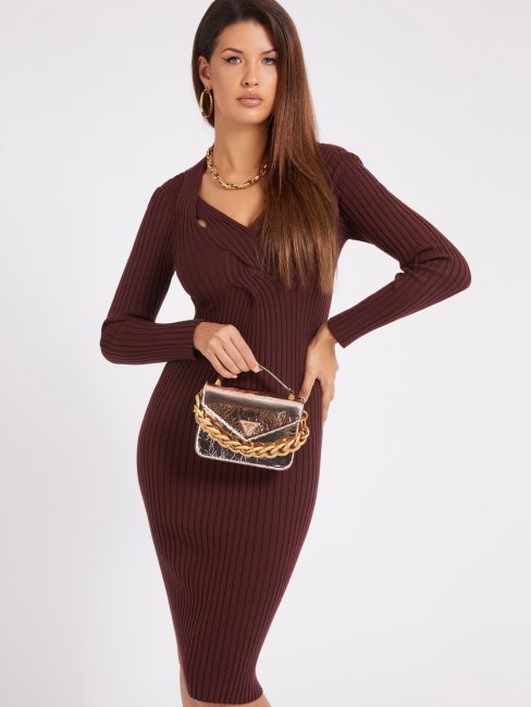 Retour Métallisé Micro Sac à Bandoulière Gold Guess