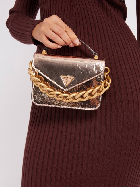 Retour Métallisé Micro Sac à Bandoulière Gold Guess