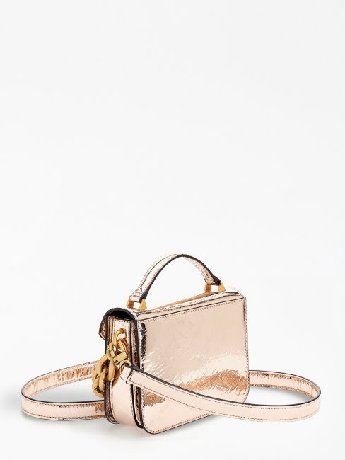 Retour Métallisé Micro Sac à Bandoulière Gold Guess
