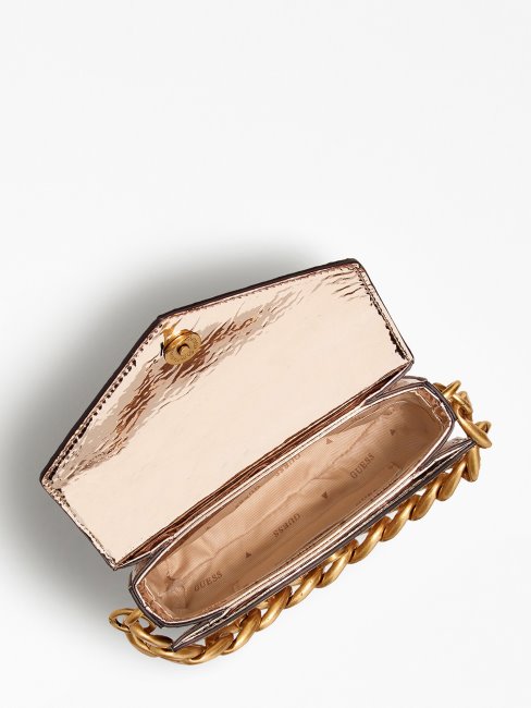 Retour Métallisé Micro Sac à Bandoulière Gold Guess