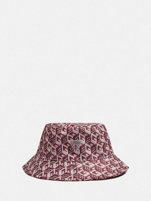 Chapeau Seau Rouge à Logo All Over Guess