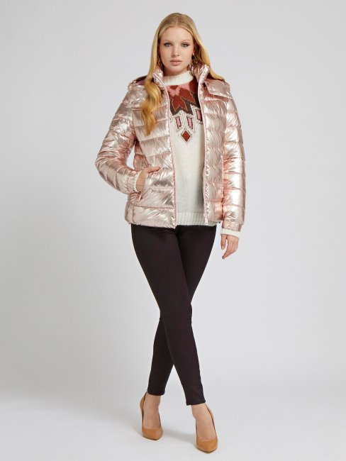 Doudoune Guess Rose Effet Métal