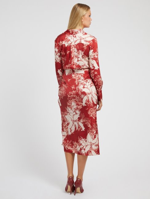 Robe Longue Imprimé Floral Guess Rouge