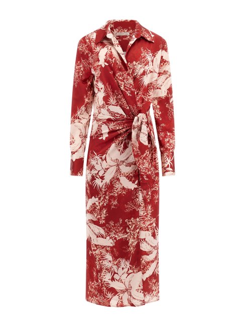 Robe Longue Imprimé Floral Guess Rouge