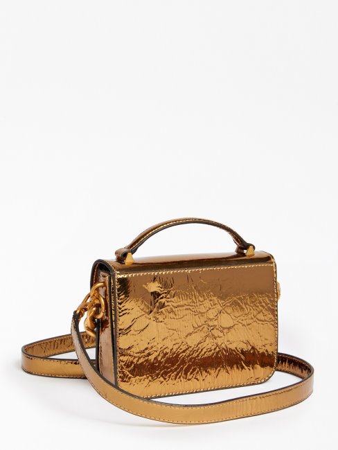 Micro Sac à Bandoulière Retour Métallisé Bronze Guess