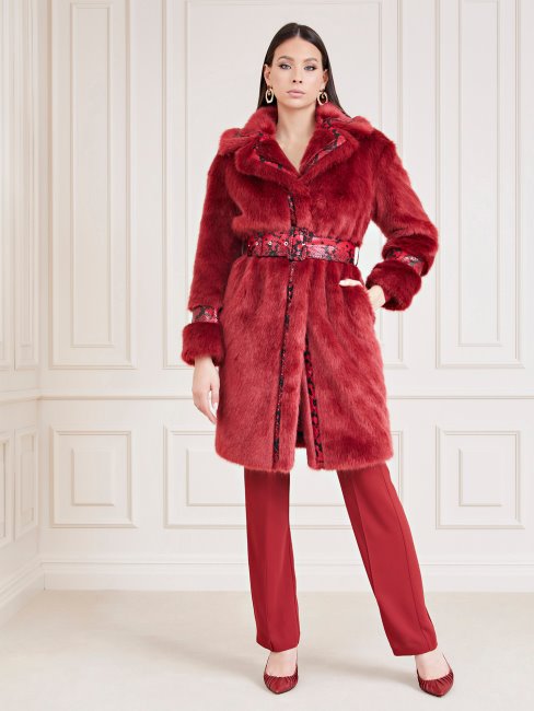 Manteau En Fausse Fourrure Marciano Rouge Guess