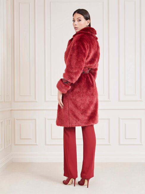 Manteau En Fausse Fourrure Marciano Rouge Guess
