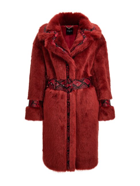 Manteau En Fausse Fourrure Marciano Rouge Guess