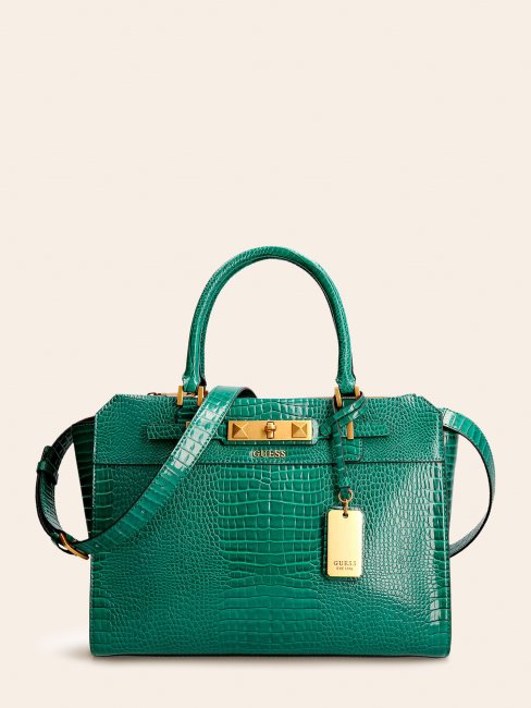 Sac à Main Guess Vert Raphie Imprimé Croco