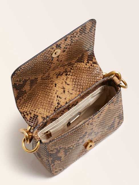 Mini Sac à Main Guess En Tulle Imprimé Python Marron
