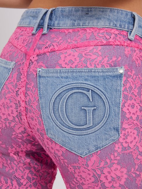 Pantalon Denim Dentelle Fushia Guess