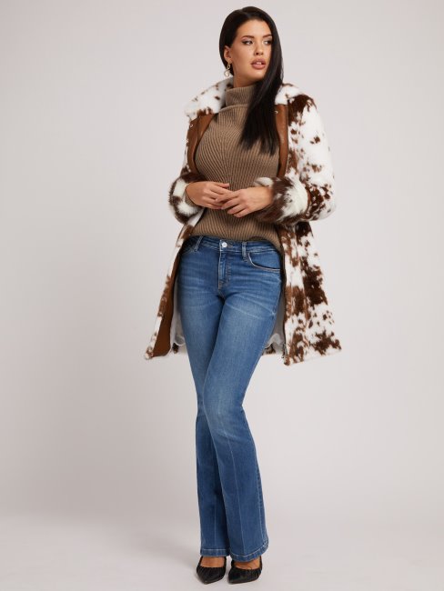 Manteau Animalier Fausse Fourrure Blanc Multi Guess