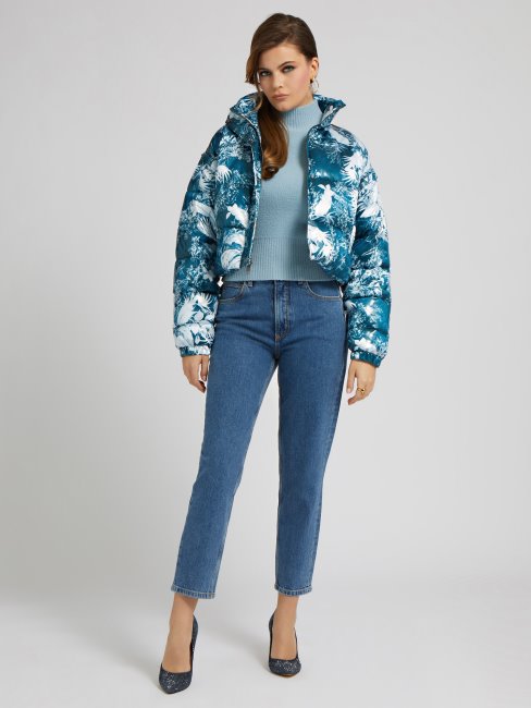 Doudoune Courte Imprimée Sur L'ensemble Guess Bleu Multi