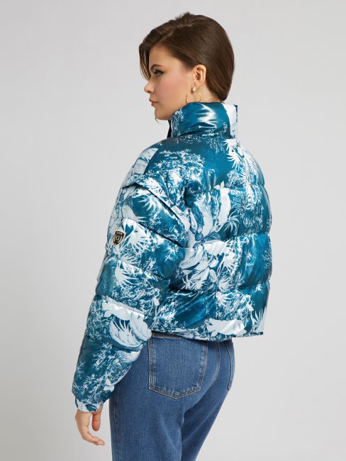 Doudoune Courte Imprimée Sur L'ensemble Guess Bleu Multi