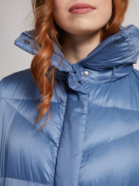 Guess Doudoune Doublure Imprimée En Duvet Véritable Bleu Clair