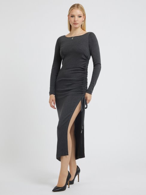 Robe Longue Avec Cordon De Serrage Sur Le Côté Gris Guess