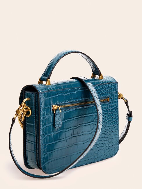 Mini Sac à Main Guess Retour Croco Bleu