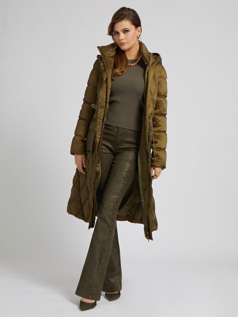 Guess Doudoune Longue Matelassée Verte