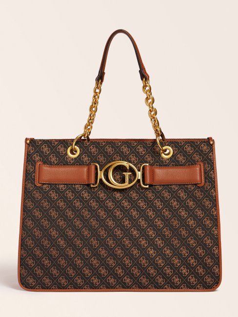 Cabas Aileen 4g Logo Guess Marron Foncé