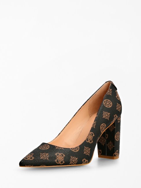 Escarpins Bettey 4g Pivoine Marron Logo Guess