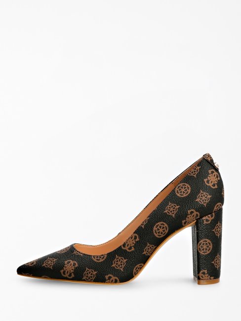 Escarpins Bettey 4g Pivoine Marron Logo Guess