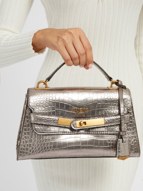 Sac à Main Guess Gris Imprimé Croco Enisa